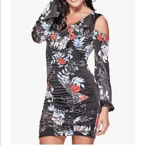 Ruched Cold-Shoulder Bodycon Dress